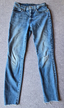 Lucky Brand Women's Bridgette High Rise Skinny Jeans Distressed Raw Hem Size 4